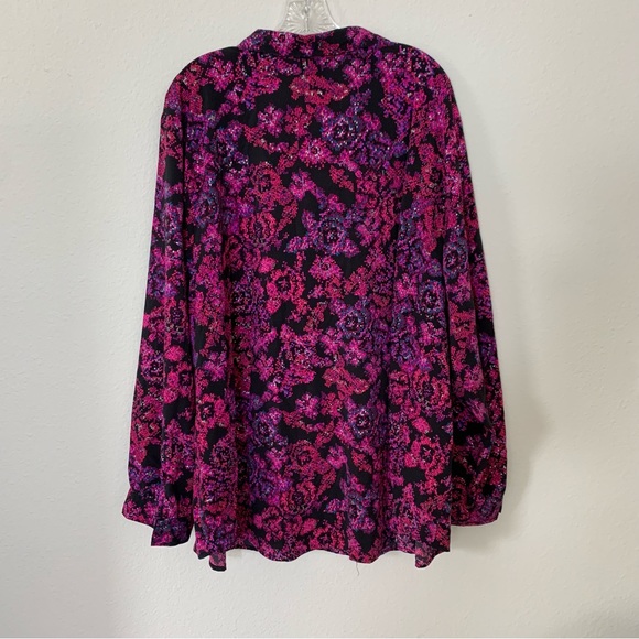 Catherine's Long Sleeve Button Down Collar Shirt Abstract Floral Print size 4X - Picture 6 of 12